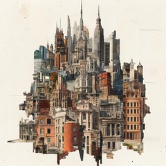 Fototapeta premium fantasy collage of arhitectural buildings different style