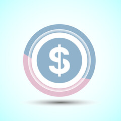Fototapeta premium Dollar icon design illustration, Money icon sign for financial apps and websites, Pastel Color Button Design