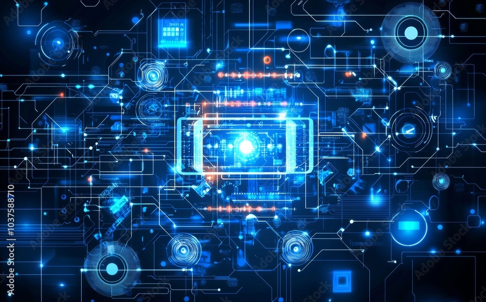 Wall mural innovation concept background for digital technology and computer networking