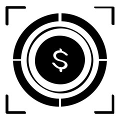 Target icon in glyph style. Icons showing wealth and success are the main targets