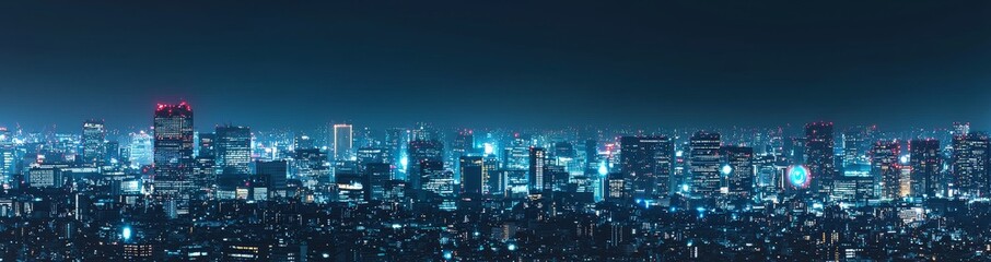 Fototapeta premium During the night, Bangkok, Thailand is a smart city with smart networks