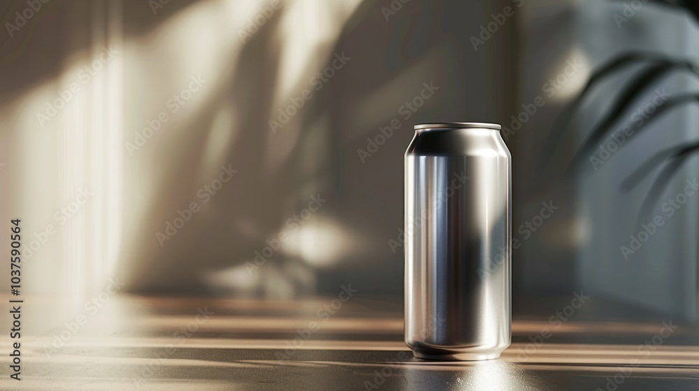 Poster Silver Can on Wooden Surface