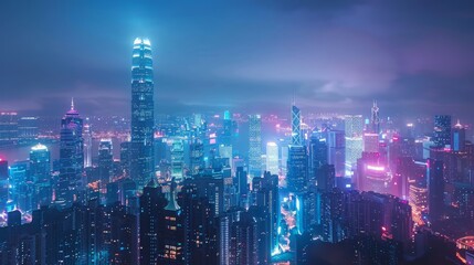 Fototapeta premium A cityscape with a focus on innovation and technology, high-tech buildings, and advanced infrastructure