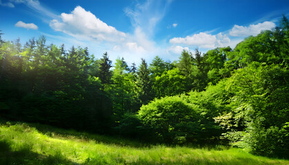 新緑の森の風景