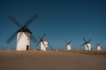 Spanish windmills in Mota del Cuervo, Cuenca, Castilla la Mancha, Spain © Topillo