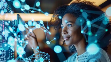 Diverse global workforce connected through technology, focusing on data analysis, customer service, and outsourcing strategies