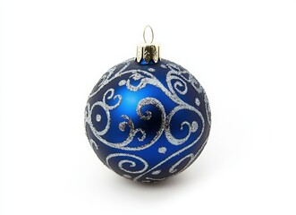 Blue Christmas ornament on a white background. Christmas ball. Happy New Year