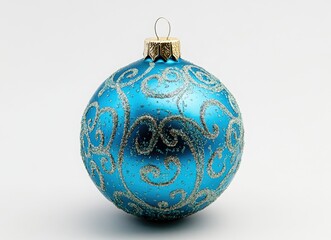 Blue Christmas ornament on a white background. Christmas ball. Happy New Year