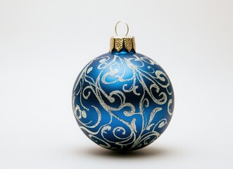 Blue Christmas ornament on a white background. Christmas ball. Happy New Year