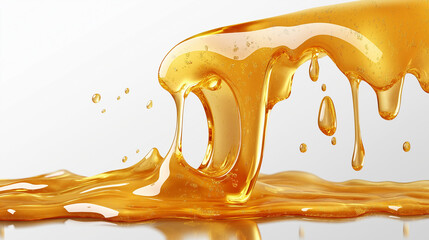 Orange liquid is dripping and splashing on a white surface