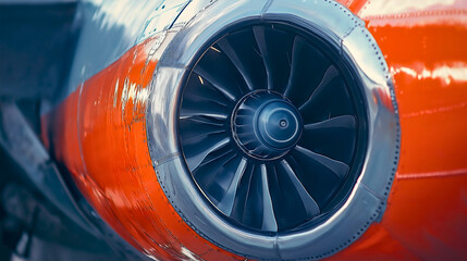 Powerful jet and turbine system, engine driving aircraft with power core, airplane machine and motor enabling flight, fan design for aerospace mechanical industrial use