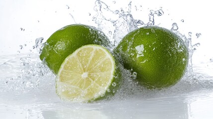 Limes Splashing in Water