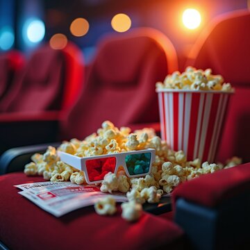popcorn and movie tickets