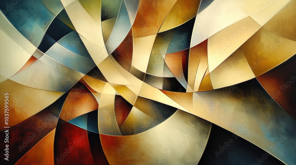 Poster colorful abstract shapes form a dynamic composition, suggesting the appearance of gift boxes and fes