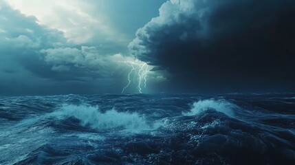 Fototapeta premium Lightning Storm Over the Ocean