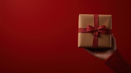 Santa's hand presenting holiday gift for christmas celebrations