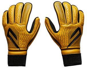 Goalkeeper gloves and sturdy pair with tough isolated soccer and protective hand protection leather goalie football, professional sport with durable training equipment