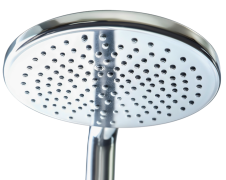 Bathroom shower and clean water with modern isolated chrome and shiny hose faucet silver steel, sleek plumbing with fresh metallic design