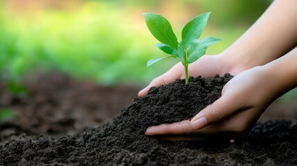 Hands Holding a Young Plant