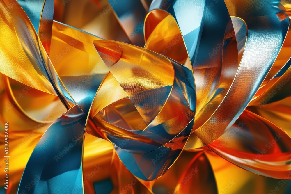 Aufkleber Vibrant abstract shapes imitate gift boxes and ribbons, creating a visually striking composition filled with color and depth. Generative AI