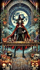 Fototapeta premium The Magician Tarot Card Halloween Edition