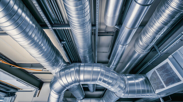 Air duct and clean conditioning with pure ventilation system and quick installation hvac maintenance repair ceiling, simple service with basic cooling tech