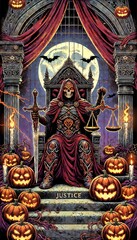 Obraz premium Justice Tarot Card Halloween Edition 
