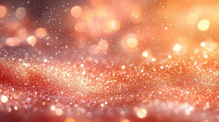 A warm, inviting peach glitter ambiance illuminated by sparkling light effects, creating a magical atmosphere reminiscent of a summer sunset