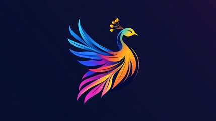 Fototapeta premium Colorful peacock logo with sleek abstract gradient style