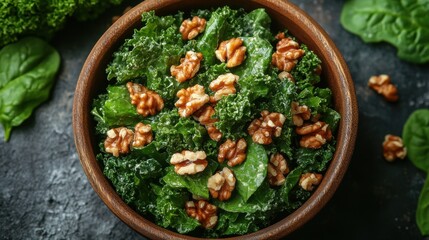 Healthy kale salad with walnuts a delicious and nutritious recipe for a fresh start to your day
