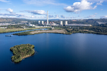 As Pontes, Central Térmica, Lago, Escombrera. Imagen de la recuperación de una zona minera, ahora...