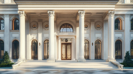 Obraz premium A grand historical facade with large columns and arches