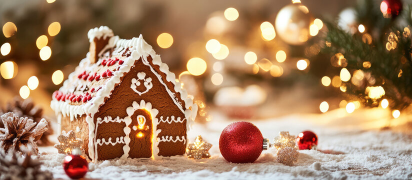 banner of ginger bread decoration for x'mas party in the decorated living room graphic picture of the christmas decoration party