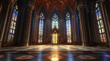 Obraz premium A grand cathedral with intricate stained glass windows