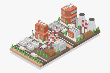 Geothermal energy power plant isometric