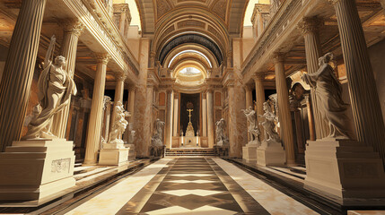 A grand basilica with impressive sculptures