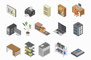 Office workplace isometric object