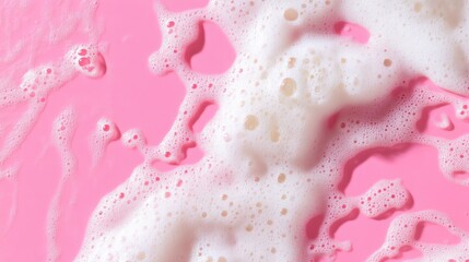 Intricate Details of Foam and Bubbles on Pink