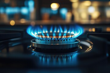 Close-Up of Gas Burner Flame in Action