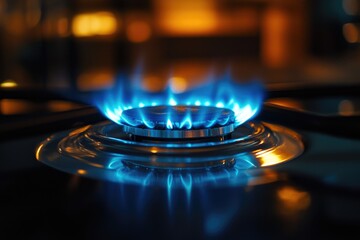 Circular Gas Stove with Luminous Blue Flame