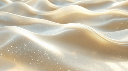 Obraz premium Gentle sunlight dances on ivory sand dunes, creating a serene and elegant landscape filled with sparkling particles at dawn