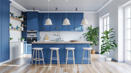 kitchen decor aesthetic kitchen design blue and white themed wall