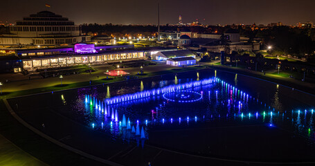 Noc, Fontanna, Woda, Światła, Muzyka