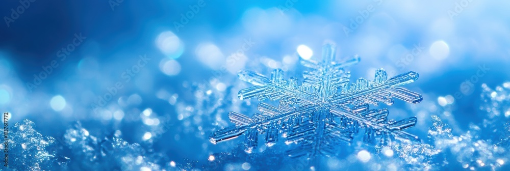 Aufkleber delicate snowflakes glisten and shimmer against a soft blue background, creating a tranquil winter a