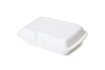 Disposable food container on white background. White lunch box.