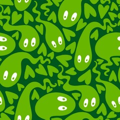 Naklejka premium Halloween ghost seamless cartoon pattern for wrapping paper and fabrics