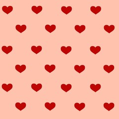 Valentine day seamless pattern with red hearts