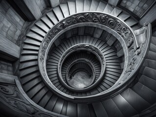 Fototapeta premium Majestic Spiral Staircase Inside Old Building