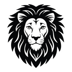 Obraz premium Lion head silhouette on white background