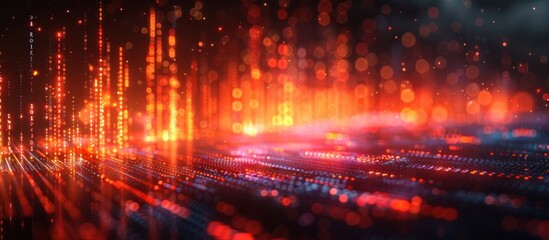 Fototapeta premium Abstract background with red and orange glowing lights and bokeh effects.